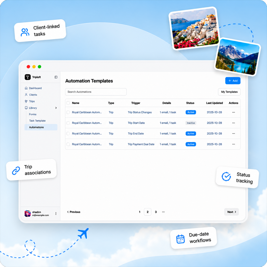 Automation templates and client-linked tasks
