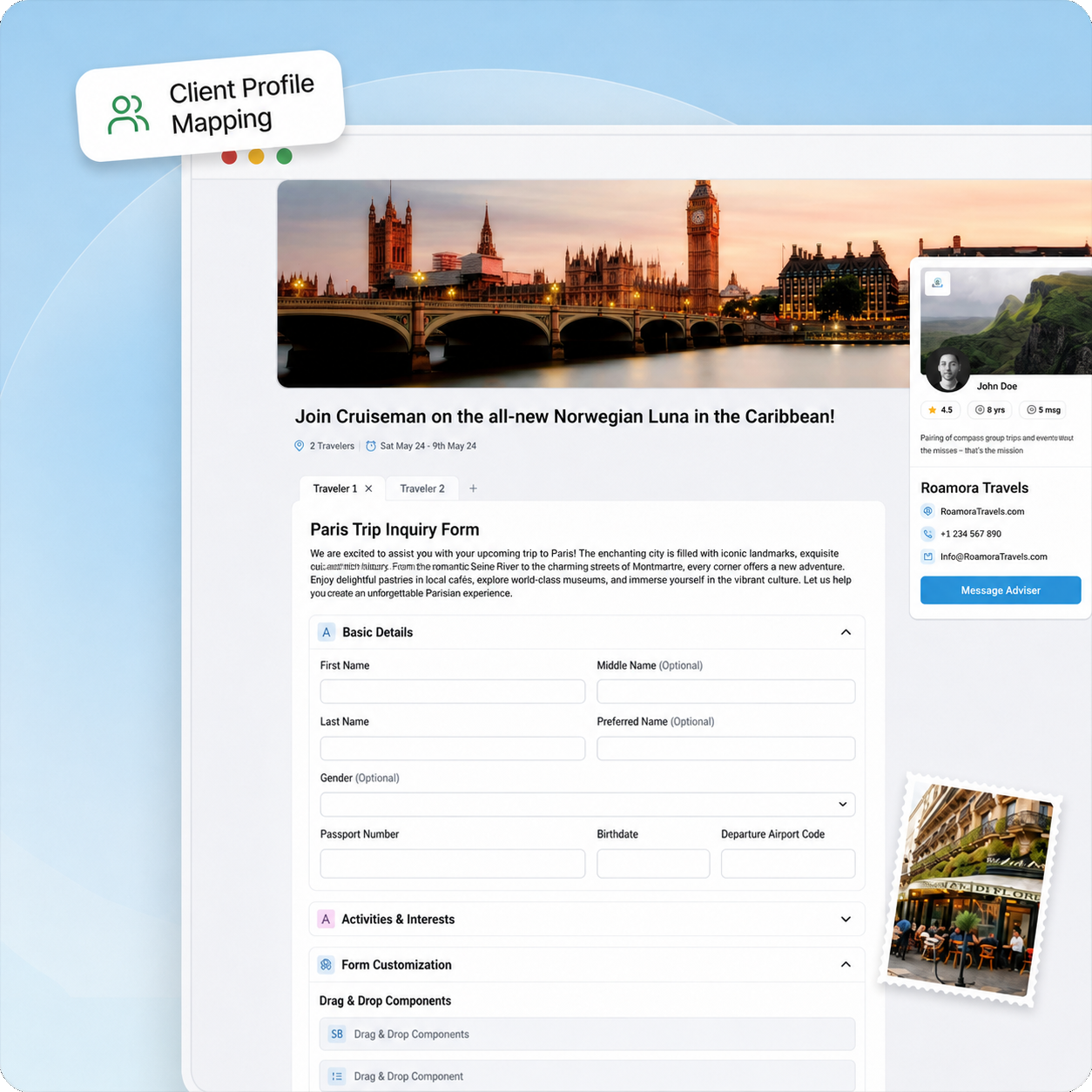 Client profile mapping from a sign-up form