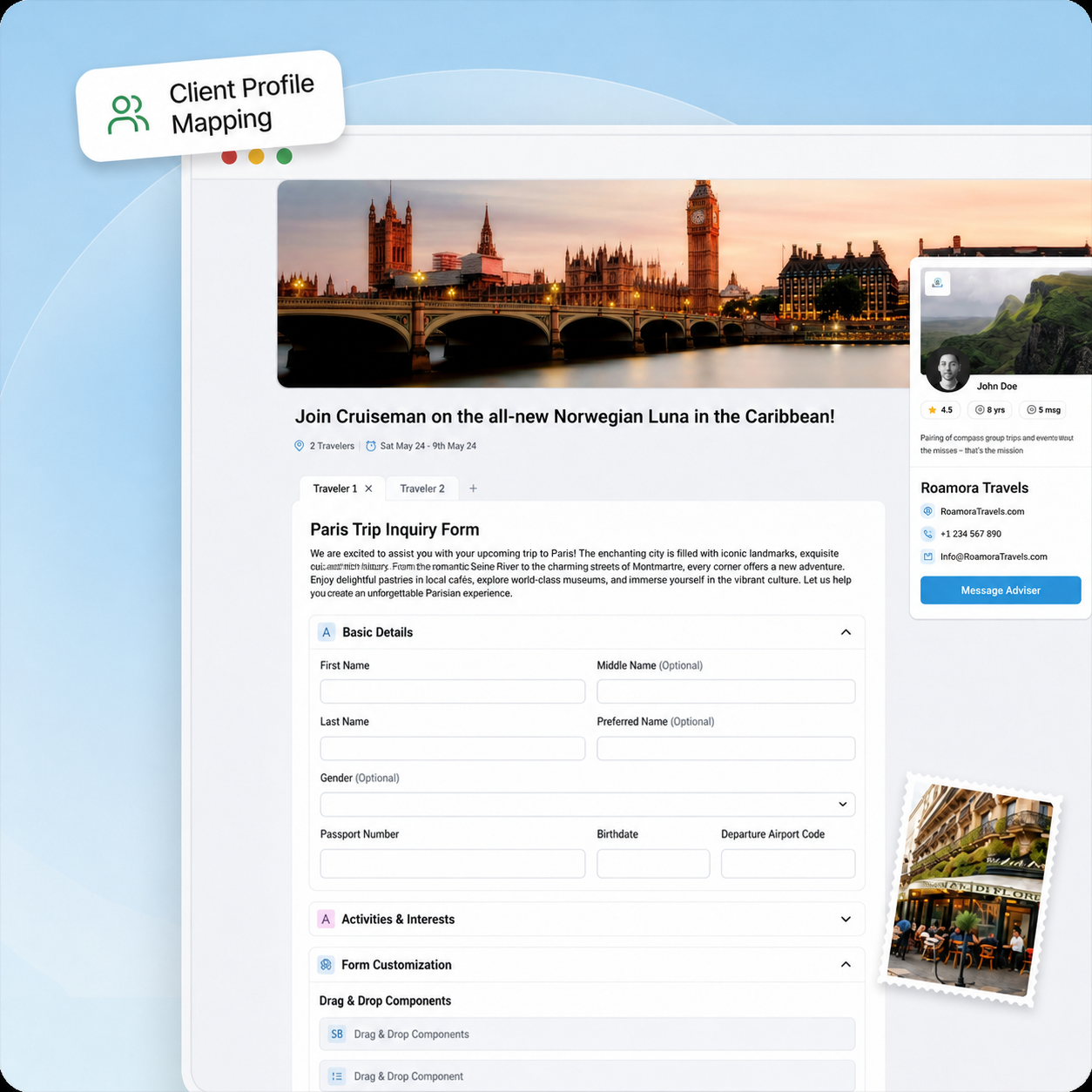 Client profile mapping from a sign-up form
