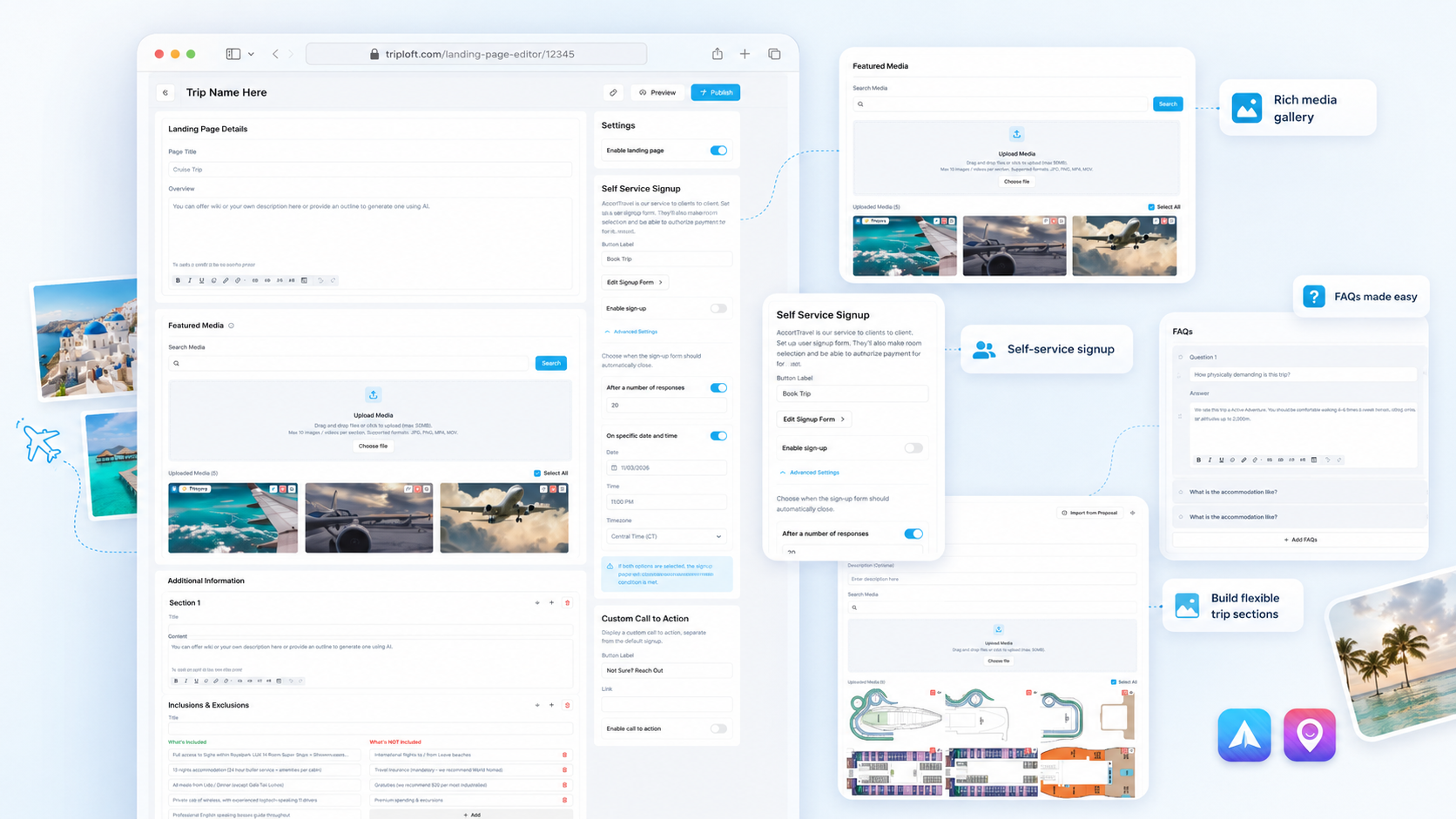 TripLoft group trip landing page builder
