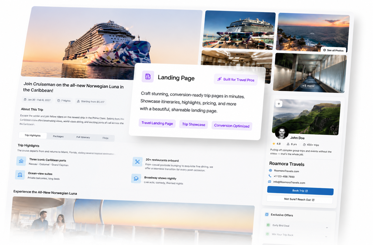 TripLoft group trip landing page