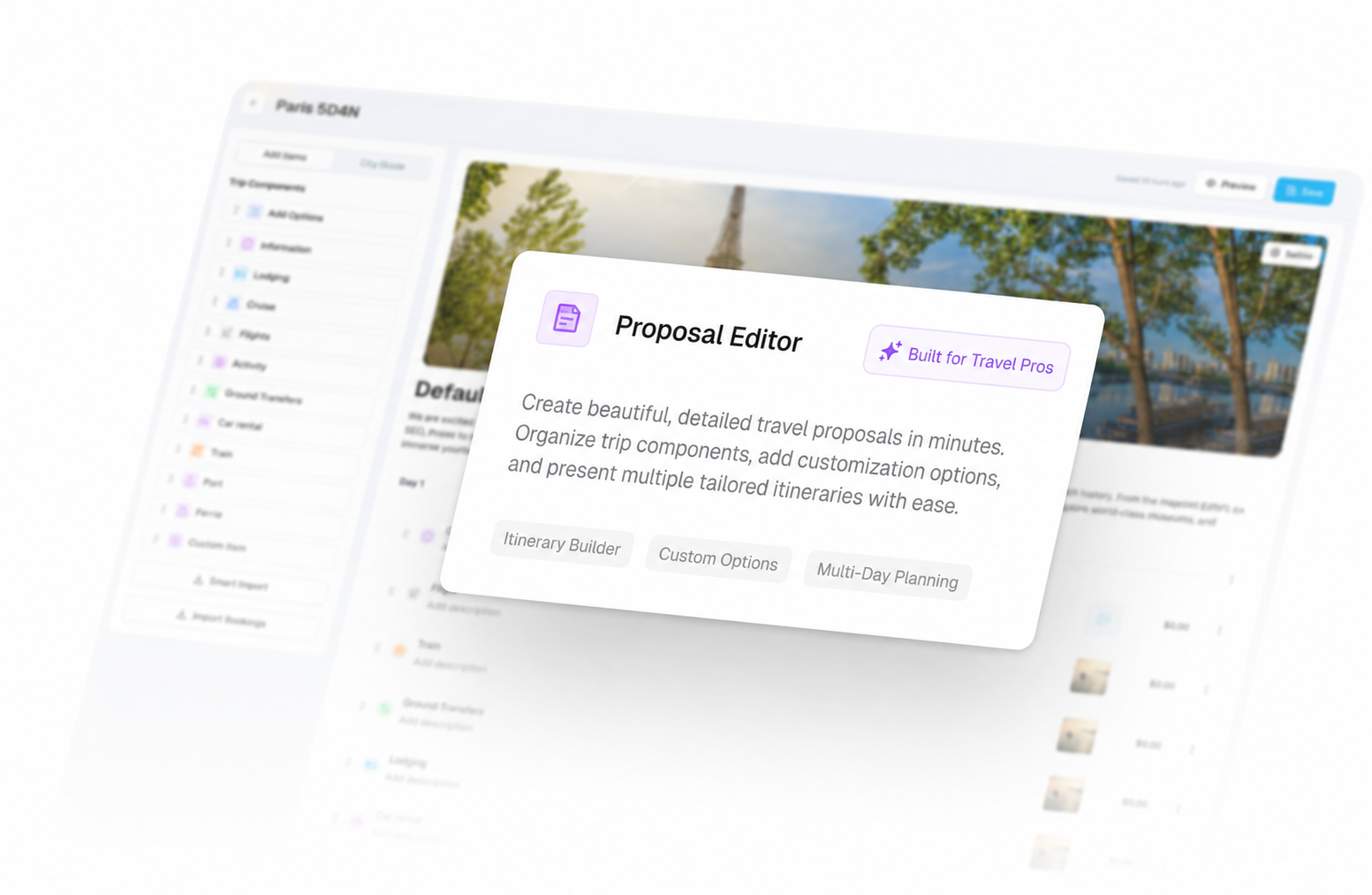 TripLoft proposal editor