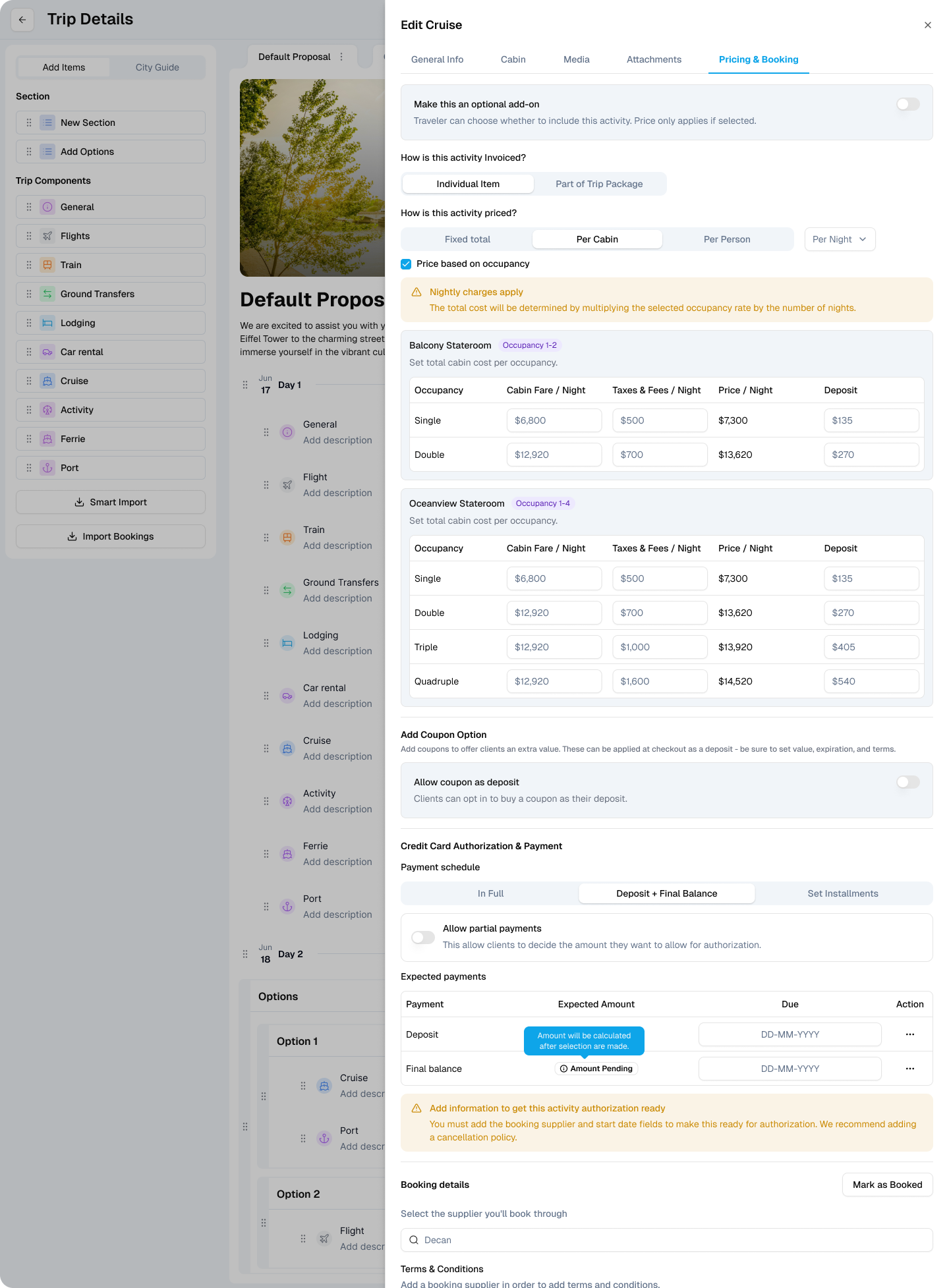 Occupancy-based cabin pricing in TripLoft