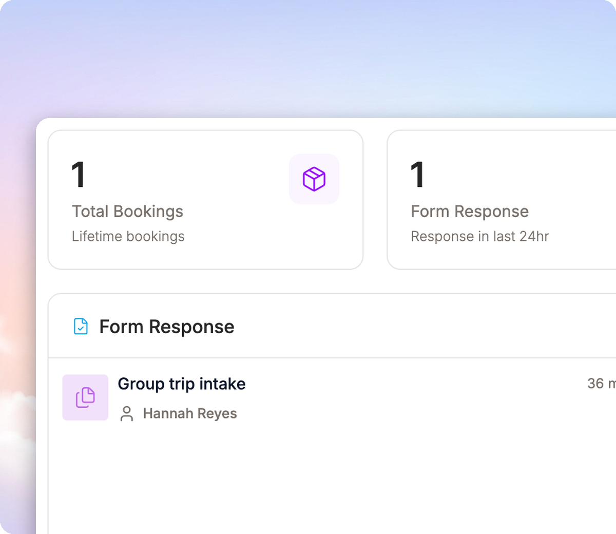 A client record with bookings and commissions in TripLoft